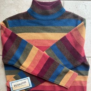 NWT RARE Pendleton Lambswool Sweater Rainbow Large Vintage